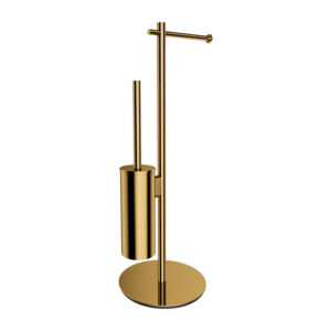 Suport hartie freestanding cu spatiu pentru perie Omnires Modern Project auriu Accesorii toaletă Lavare.ro