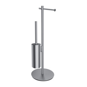 Suport hartie freestanding cu spatiu pentru perie Omnires Modern Project nichel Accesorii toaletă Lavare.ro