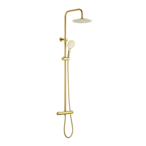 Coloana de duș cu baterie termostatata Invena Gold auriu Coloană duş Lavare.ro