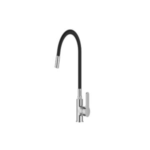Baterie de bucatarie cu gura de scurgere flexibila si 2 functii Invena Xanthi neagra-crom Baterii bucătărie Lavare.ro
