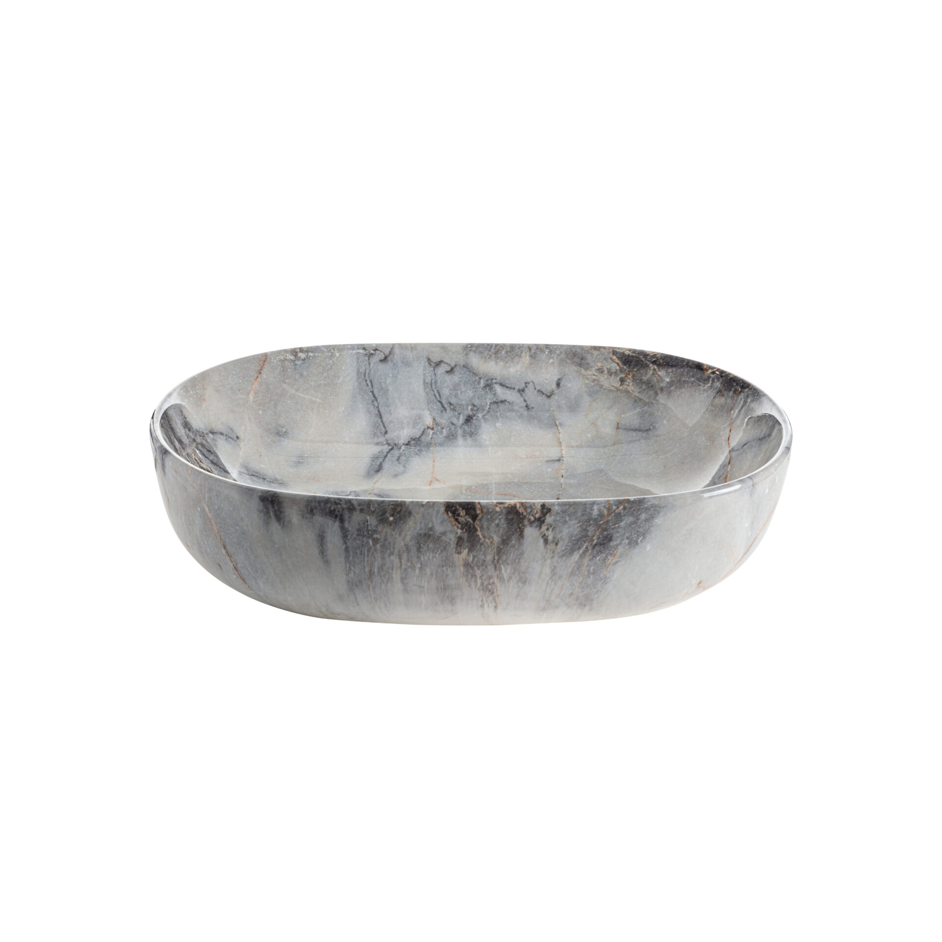 Lavoar de blat oval Invena Korfu 60 cm cu aspect de marmura alba-albastra-gri