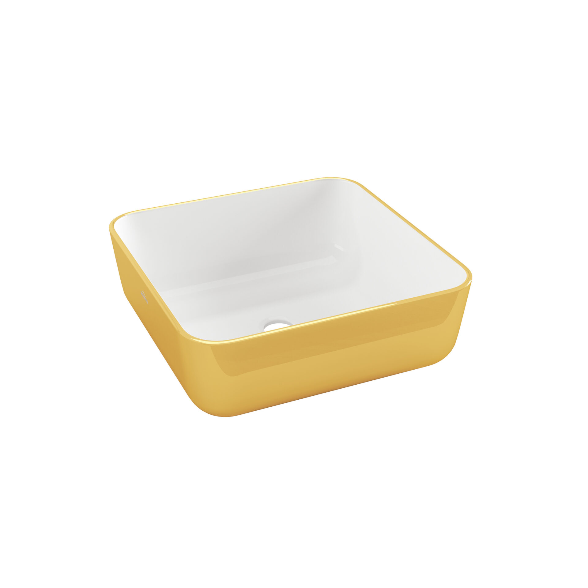 Lavoar de blat patrat Invena Malaga 39 cm alb-auriu