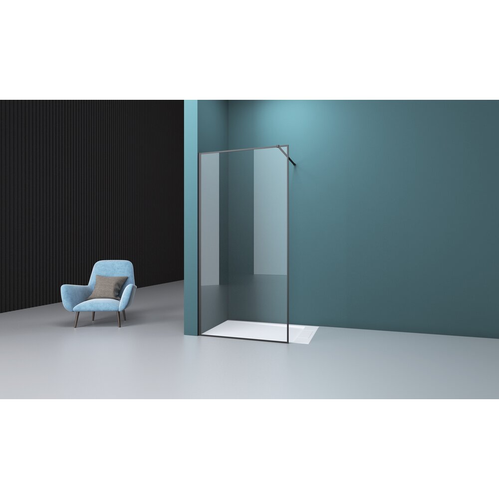 Paravan de dus tip Walk-in negru mat Rune Borr 80×200 cm